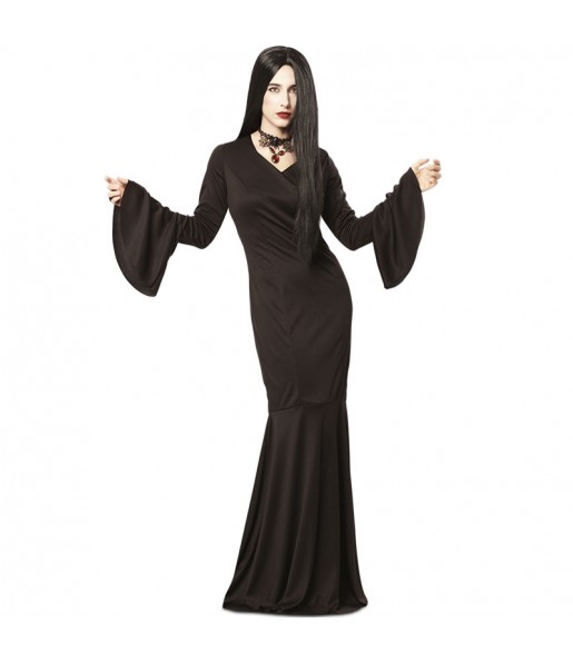 Disfraz de Morticia Addams gótica para mujer 