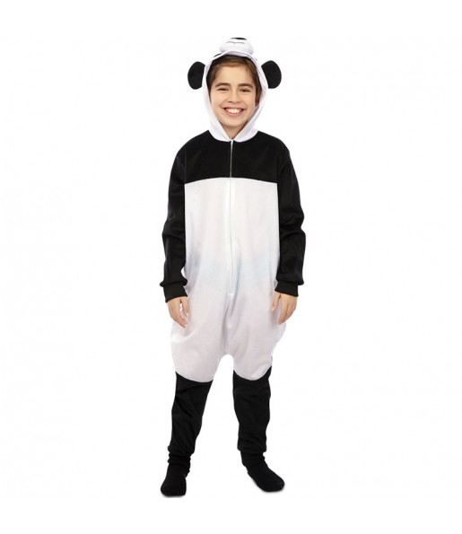 Disfraz de Oso Panda blanco y negro kigurumi infantil Niño