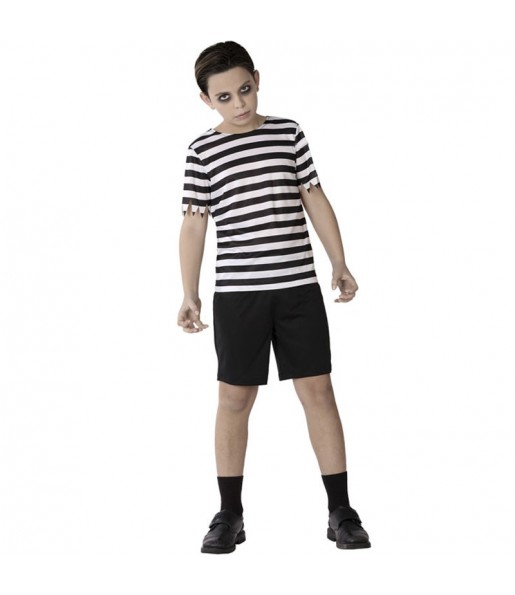 Disfraz de Pugsley Addams con manga corta para niño