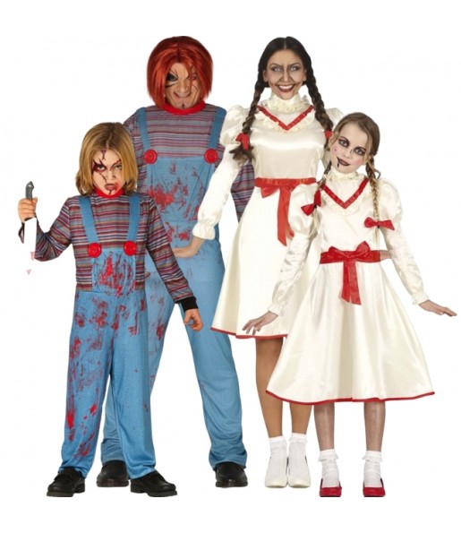 Disfraces Muñecos de Terror Chucky y Annabelle para grupos y familias