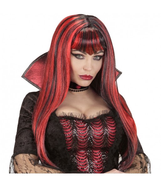 Peluca Vampiresa con mechas rojas