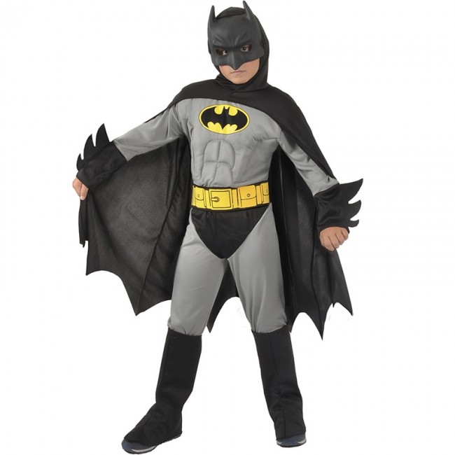 ▷ Disfraz Batman musculoso gris para Niño