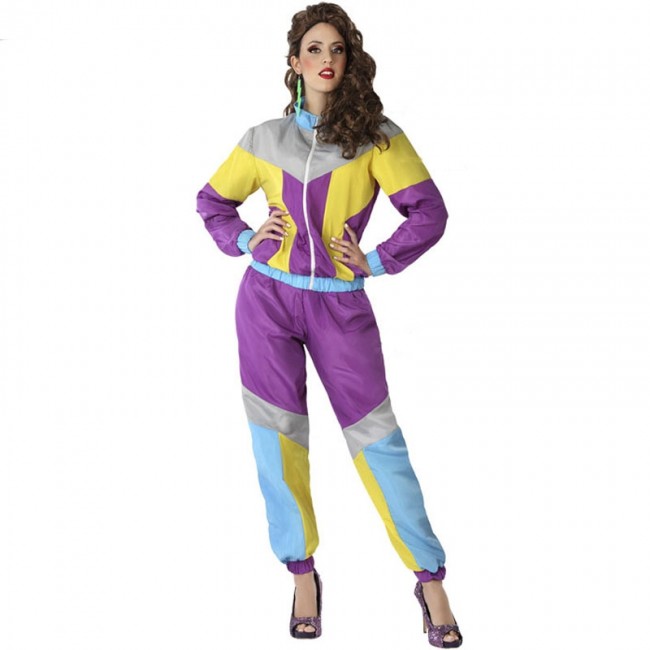 Disfraz chándal años 80 violeta mujer: Disfraces adultos,y disfraces  originales baratos - Vegaoo