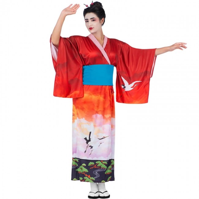 Disfraz de geisha en quimono para mujer
