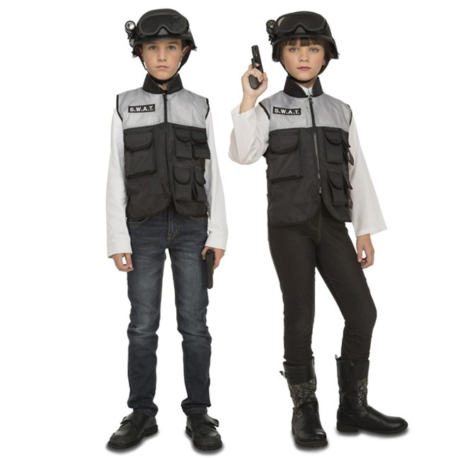 ReliBeauty Disfraz de Swat para niños, disfraz de policía para niños