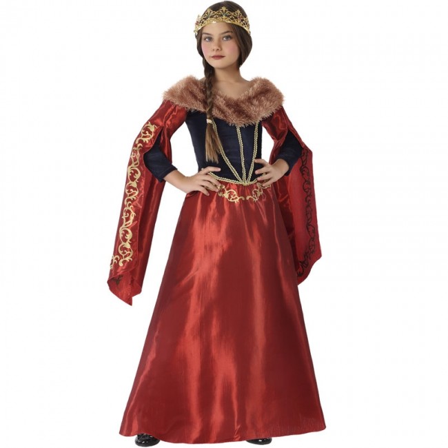 fábrica abajo celestial ▷ Disfraz Reina Medieval Roja para Niña【Envío en 24h】