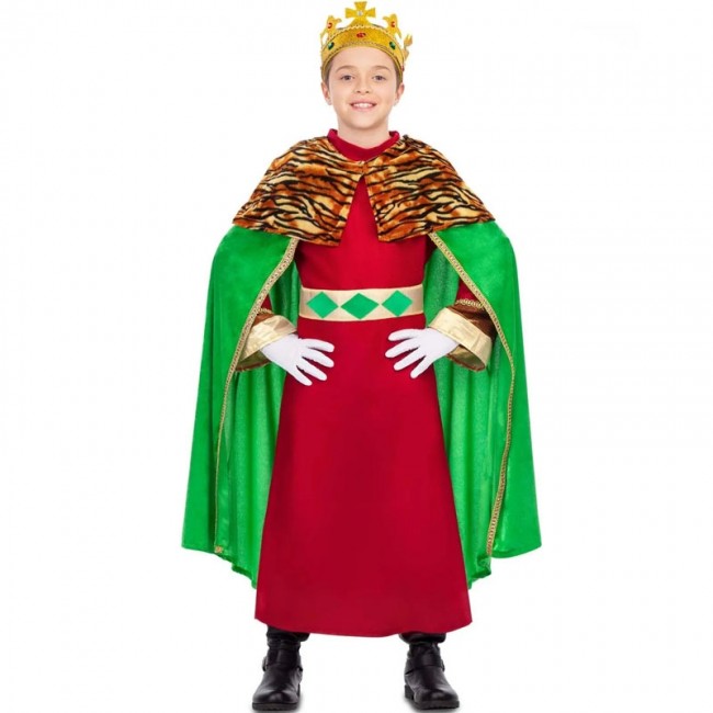 Disfraz de Rey Mago capa verde para niño