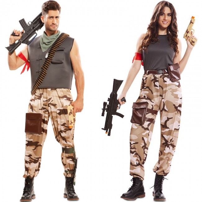 Disfraz de pareja Militares Camuflaje para adulto