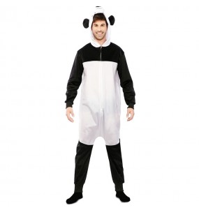 Disfraz de Oso Panda blanco y negro kigurumi adulto unisex Hombre