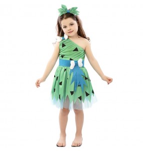 Disfraz de Picapiedra verde para niña