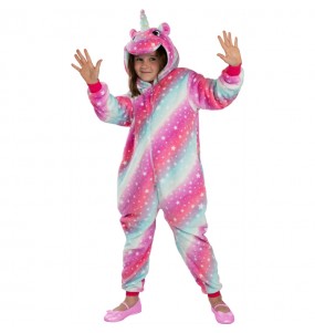 Disfraz de Unicornio multicolor onesie para niña