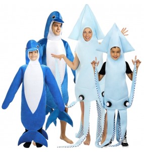 Disfraces Delfines y Calamares para grupos y familias