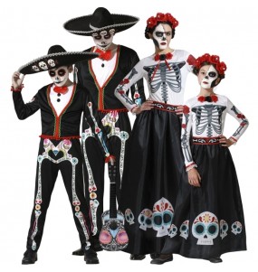 Disfraces Esqueletos Día de los Muertos para grupos y familias
