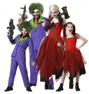 Disfraces Villanos Joker y Harley Quinn para grupos y familias