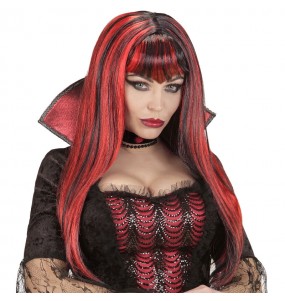 Peluca Vampiresa con mechas rojas