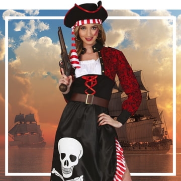 Disfraz de Pirata Casaca Negro para Mujer Multicolor M/L